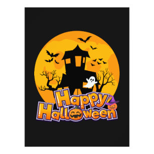 Impression Photo Happy Halloween Haunted House Moon