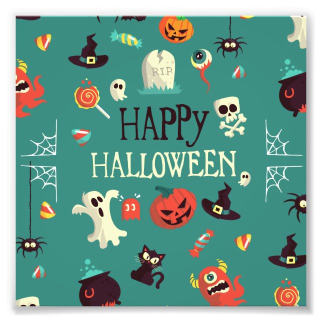 Impression Photo Happy Halloween Motif coloré (Devant)