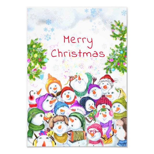 Impression Photo Happy Snowman Le Festival de Merry Christmas Funny (Devant)