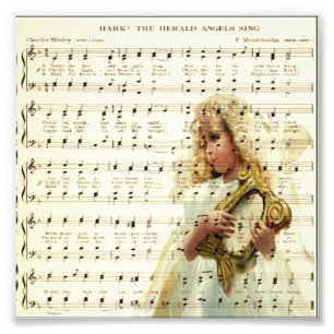 Impression Photo Hark entendre les anges chanter sur la feuille de