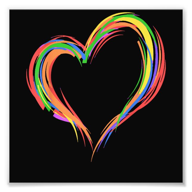 Impression Photo Heart Rainbow Flag LGBT Gay Les Pride Support LGBT (Devant)