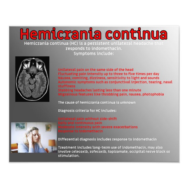 Impression Photo Hemicrania continua (Devant)