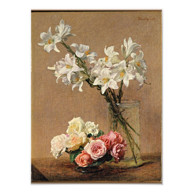 Impression Photo Henri Fantin-Latour - Roses et Lilies (Devant)