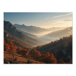 Impression Photo Heure d'or sur les montagnes Serene