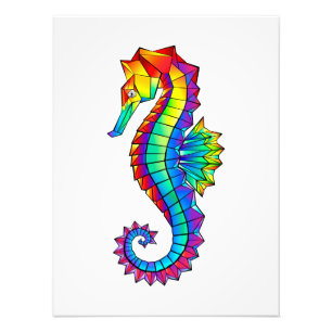 Impression Photo Hippocampe polygonal arc-en-ciel