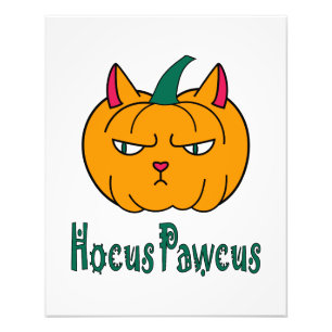 Impression Photo Hocus pawcus Halloween citrouille ginger cat magie