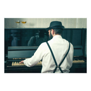 Impression Photo Homme rétro jouant du piano et fumant