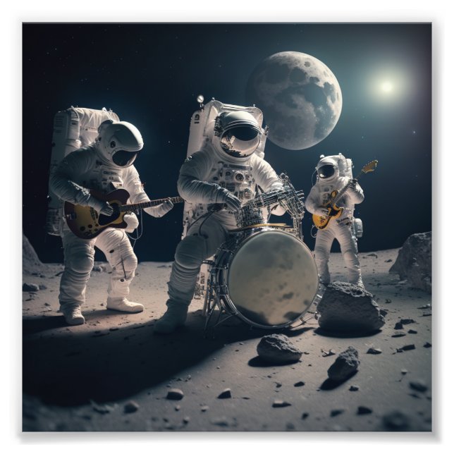Impression Photo Homme sur la bande de lune (Devant)