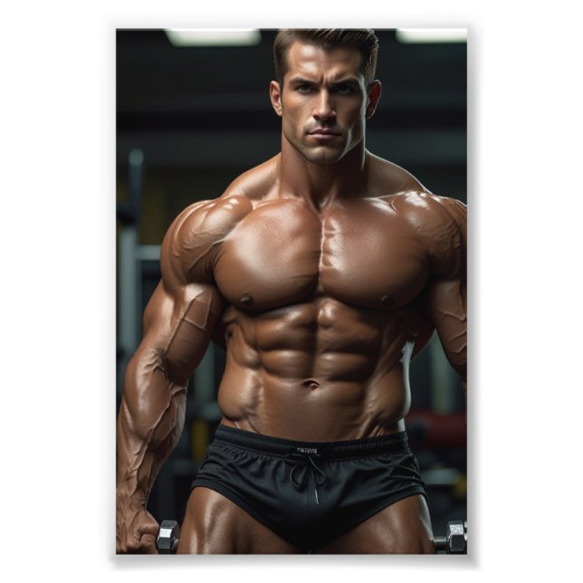 Impression Photo Hommes Bodybuilder Salle de gym fitness entraîneme (Devant)