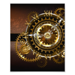 Impression Photo Horloge Steampunk avec des engrenages anciens