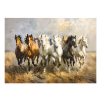 Horse Herd Galloping Mustang Peinture Découpage
