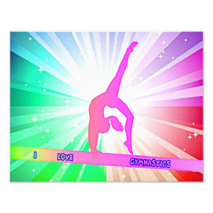 Impression Photo "I LOVE GYMNASTICS" avec Gymnaste sur poutre