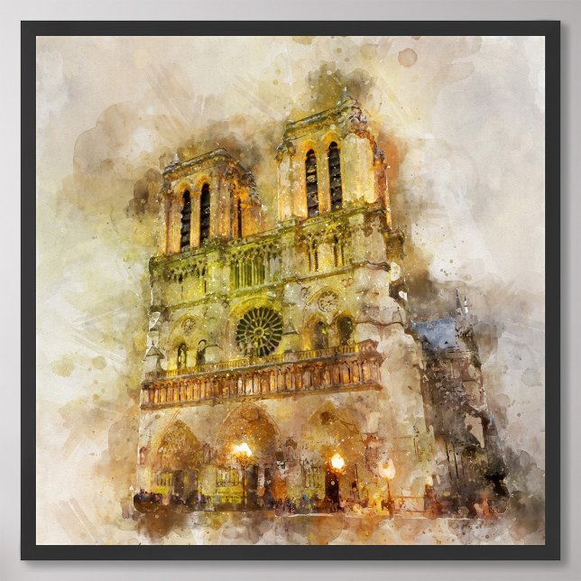 Impression Photo Illustration aquarelle Notre-Dame Cathédrale Paris (Créateur téléchargé)