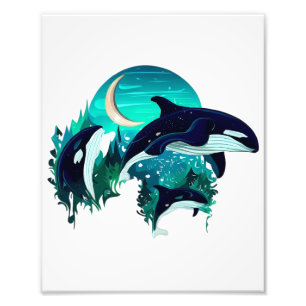 Impression Photo Illustration de la nature bleue du Cool des balein
