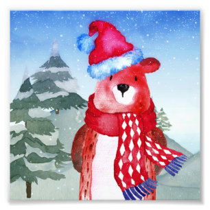 Impression Photo Illustration de l'ours des amis des bois de la for