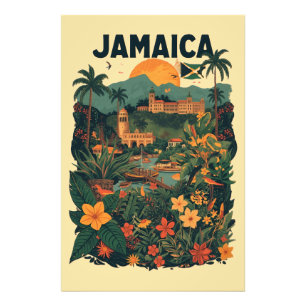 Impression Photo Illustration de voyage à la Jamaïque de style vint