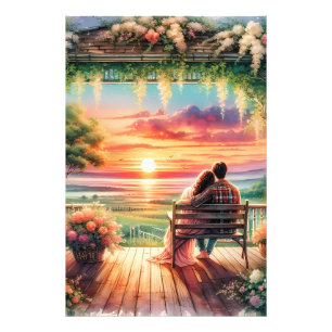 Impression Photo Illustration de vue sur porche au coucher de solei