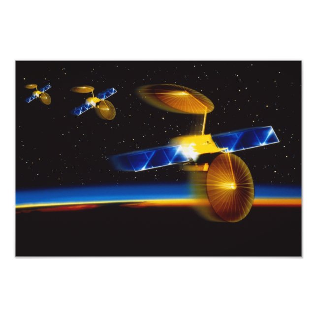 Impression Photo Illustration des satellites à l'horizon terrestre (Devant)