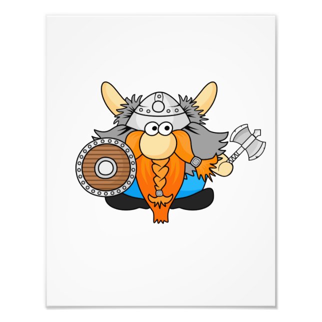 Impression Photo Illustration du dessin du petit guerrier viking mi (Devant)