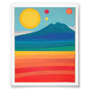 Impression Photo Illustration du paysage de la montagne Retro Pos b