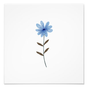 Impression Photo Illustration Fleur Bleue Aquarelle Élégante Art Fl
