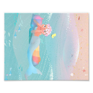 Impression Photo Illustration mignonne du jour des sirènes sur la