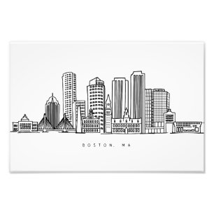 Impression Photo Illustration minimaliste de l'horizon de la ville 