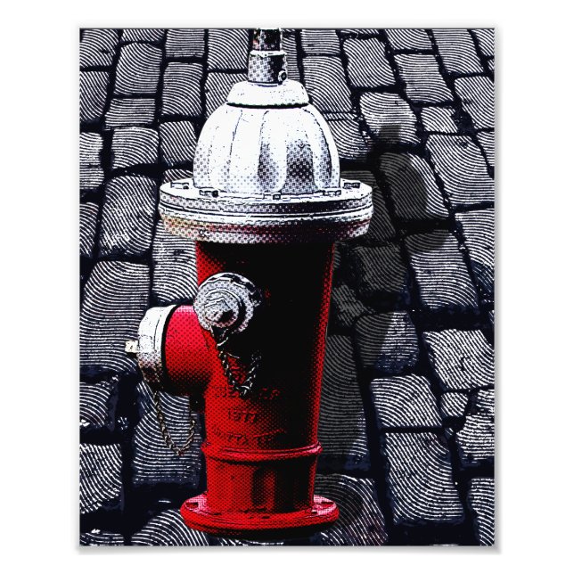 Impression Photo Illustration NYC de l'hydrant de feu rouge (Devant)