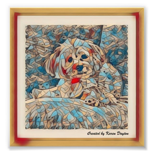 Impression Photo Image de mosaïque créative d'un morkie "cuivre" (Devant)