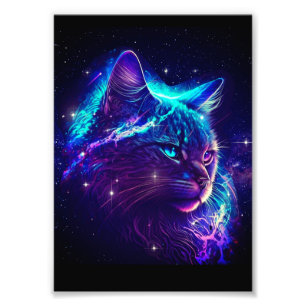 Impression Photo Imaginaire Abstrait Cute Galaxy Space Kitty Chat