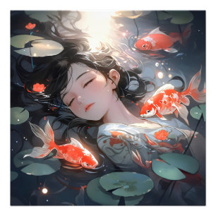 Impression Photo Imaginaire Anime Girl and Carps