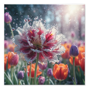 Impression Photo Imaginaire de tulipe rayonnante
