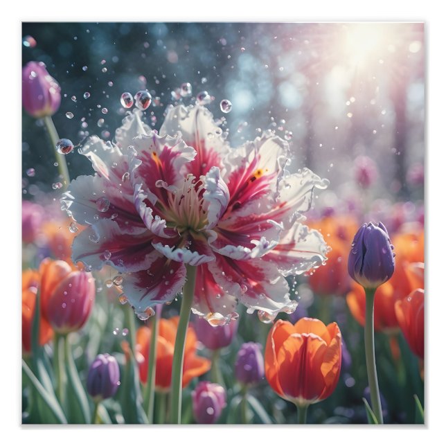 Impression Photo Imaginaire de tulipe rayonnante (Devant)