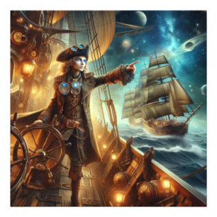 Impression Photo Imaginaire Espace Pirate Steampunk Vintage Victori