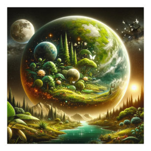 Impression Photo Imaginaire Magique Planète Avec Nature Céleste