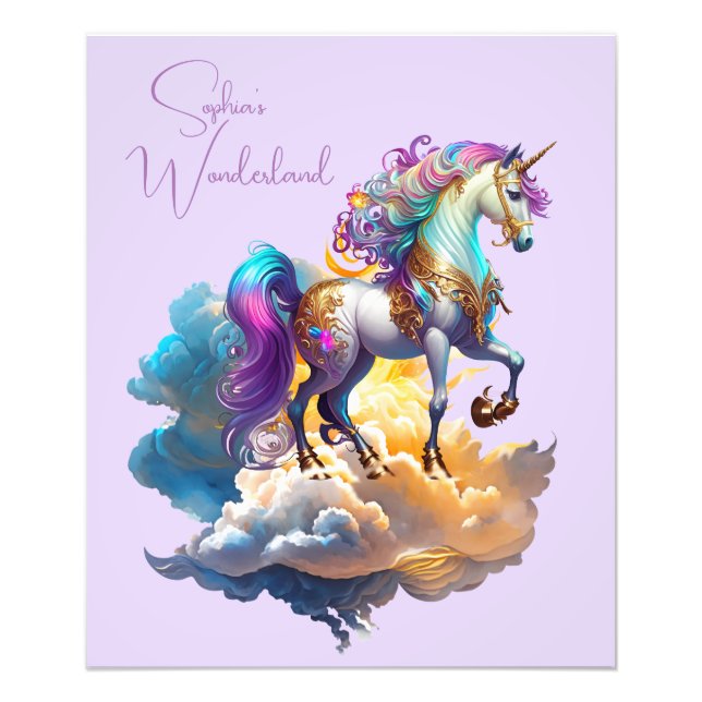 Impression Photo Imaginaire magique Unicorne nuages Anniversaire (Devant)