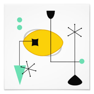 Impression Photo imprimé bleu jaune du milieu du siècle