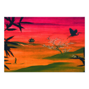 IMPRESSION PHOTO IMPRIMER ART PAYSAGE JAPONAIS SUNSET