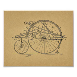 Impression Photo Imprimer Brevet de vélo vintage haute roue