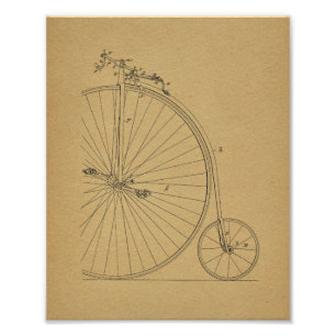 Impression Photo Imprimer Brevet de vélo vintage haute roue
