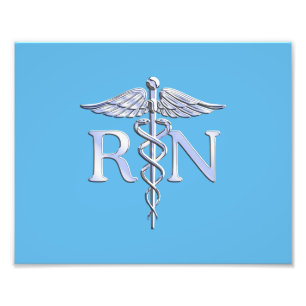 Impression Photo Infirmière inscrite RN Caduceus sur Baby Blue