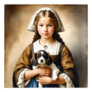Impression Photo "Innocence Affluente" "Cornelia" Fille avec chiot