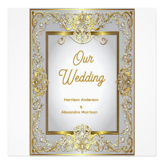Impression Photo Invitation de mariage élégante en or et argent – O