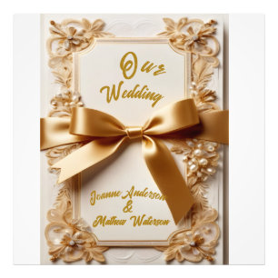 Impression Photo "Invitation de mariage florale en relief Ruban de