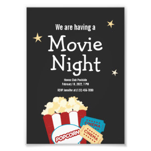 Impression Photo Invitation pour une soirée cinéma vintage cool ave