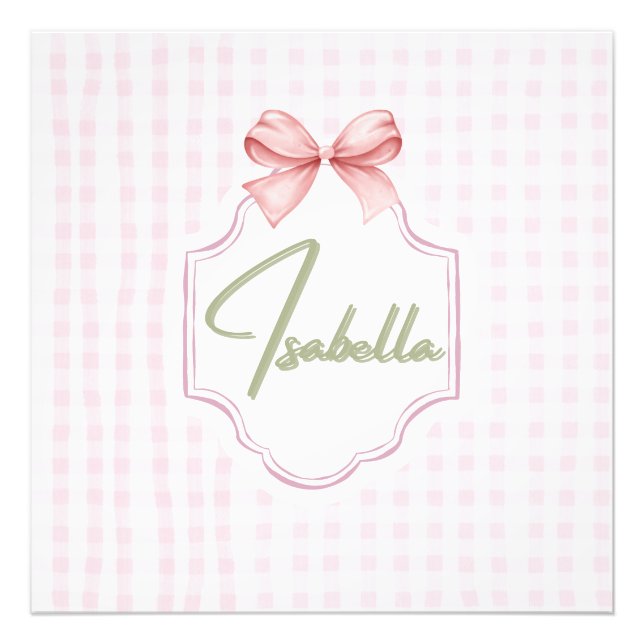 Impression Photo Isabella Personnalisé Pink Bow & En vichy Imprimer (Devant)