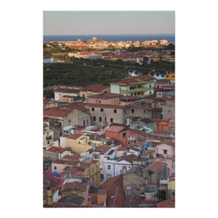 Impression Photo Italie, Sardaigne, Bosa. Vue sur la ville de Caste
