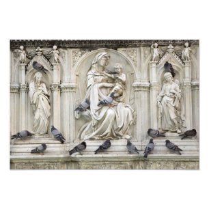 Impression Photo Italie, Toscane, Sienne. Statues et oiseaux sur