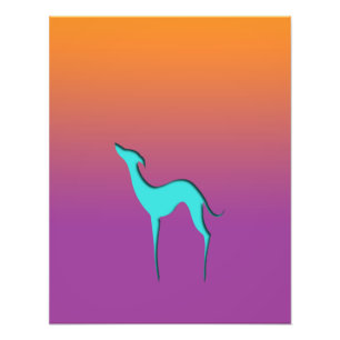 Impression Photo Italienne Greyhound Whippet bleu silhouette Ombre