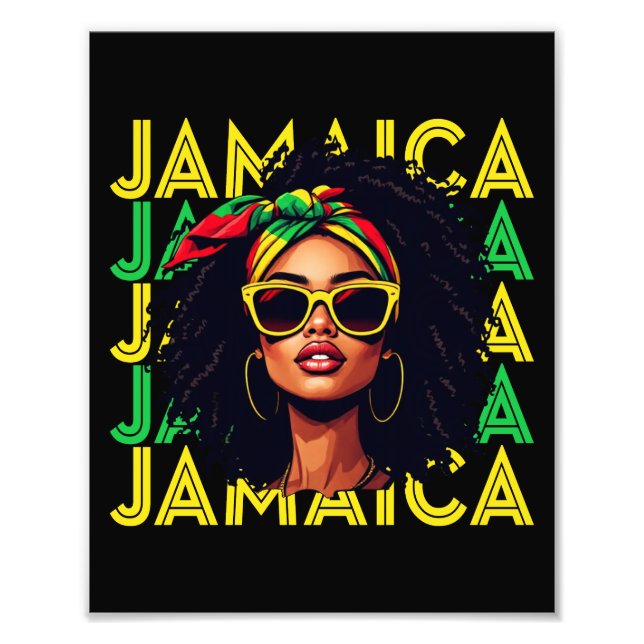 Impression Photo Jamaïcaine Jamaïcaine Drapeau Fière Femmes Jamaïca (Devant)